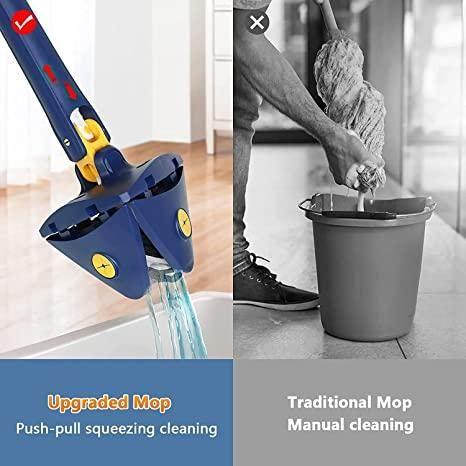 Blue Squeezing Triangle Cleaning Mop - INDIA CART